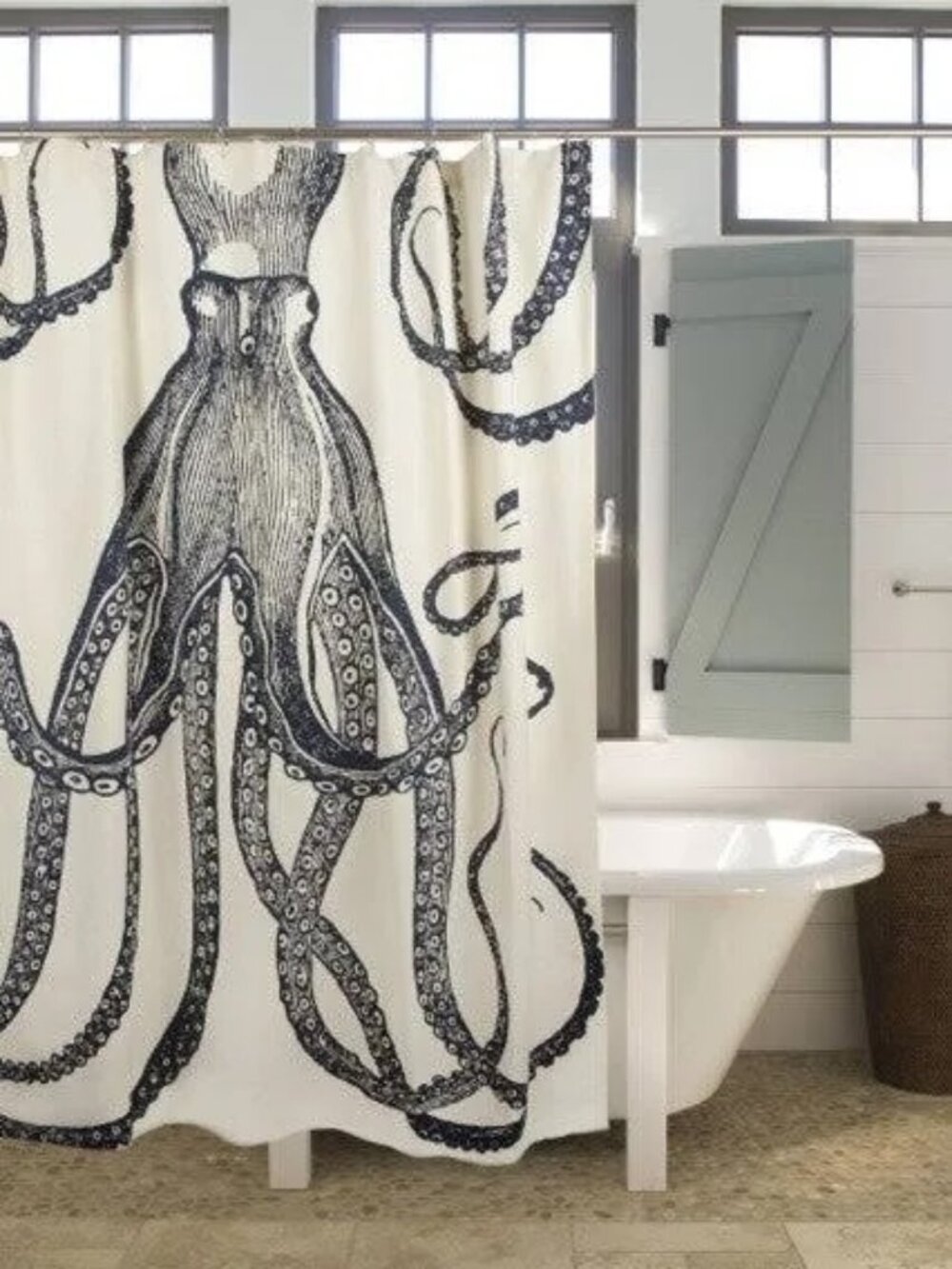 THOMAS PAUL Octopus Cotton Shower Curtain
